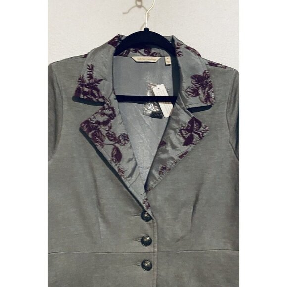 Soft Surroundings Granduer Jacket Womens Medium Gray Purple Embroidered Boho - Picture 3 of 7